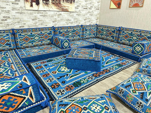 U Förmiges orientalisches Sofa Set, Terrasse Palettensofa, Bodenkissen, Arabische Majlis, Türkisches