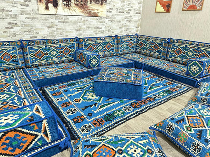 U Förmiges orientalisches Sofa Set, Terrasse Palettensofa, Bodenkissen, Arabische Majlis, Türkisches