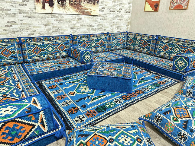 U Förmiges orientalisches Sofa Set, Terrasse Palettensofa, Bodenkissen, Arabische Majlis, Türkisches