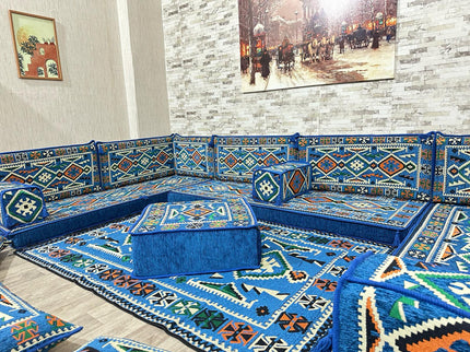 U Förmiges orientalisches Sofa Set, Terrasse Palettensofa, Bodenkissen, Arabische Majlis, Türkisches