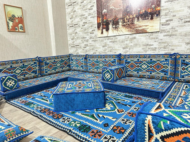 U Förmiges orientalisches Sofa Set, Terrasse Palettensofa, Bodenkissen, Arabische Majlis, Türkisches