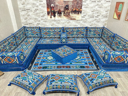 U förmiges orientalisches Sofa Set, Majlis-Sitzmöbel, Arabische Majlis, Bodenkissen, Türkisches Bode