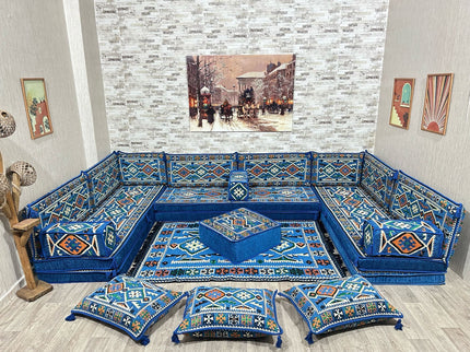 U förmiges orientalisches Sofa Set, Majlis-Sitzmöbel, Arabische Majlis, Bodenkissen, Türkisches Bode