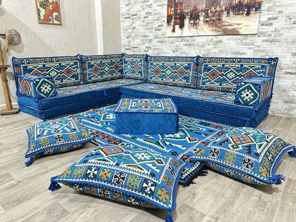 L förmiges orientalisches Sofa Set, Palettensofa, Bodenkissen, Arabische Majlis, Türkisches Boden Si