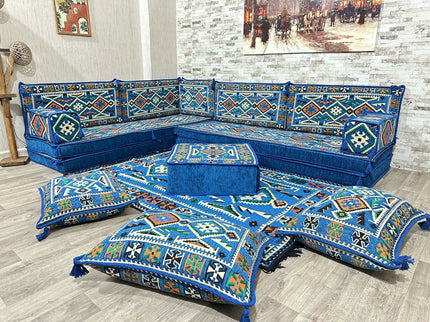 L förmiges orientalisches Sofa Set, Palettensofa, Bodenkissen, Arabische Majlis, Türkisches Boden Si