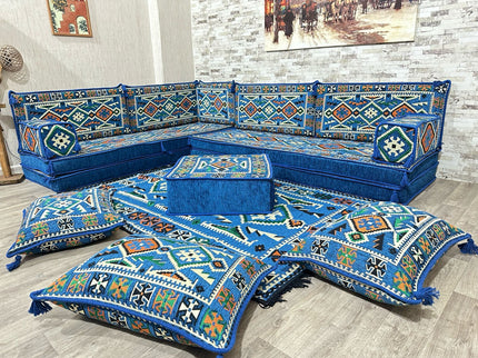 L förmiges orientalisches Sofa Set, Palettensofa, Bodenkissen, Arabische Majlis, Türkisches Boden Si