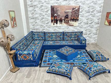 L förmiges orientalisches Sofa Set, Palettensofa, Bodenkissen, Arabische Majlis, Türkisches Boden Si