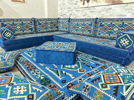 L förmiges orientalisches Sofa Set, Palettensofa, Bodenkissen, Arabische Majlis, Türkisches Boden Si