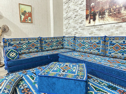 L förmiges orientalisches Sofa Set, Palettensofa, Bodenkissen, Arabische Majlis, Türkisches Boden Si