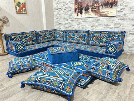 L förmiges orientalisches Sofa Set, Palettensofa, Bodenkissen, Arabische Majlis, Türkisches Boden Si