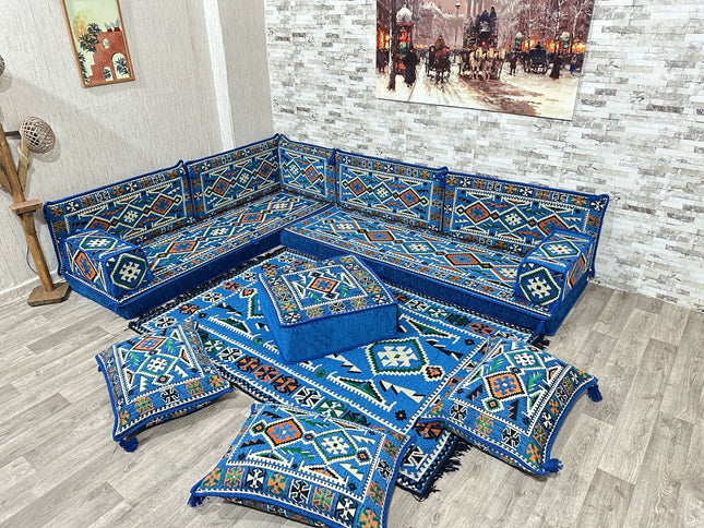 L förmiges orientalisches Sofa Set, Palettensofa, Bodenkissen, Arabische Majlis, Türkisches Boden Si