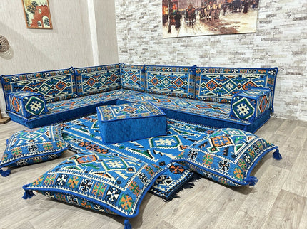L förmiges orientalisches Sofa Set, Palettensofa, Bodenkissen, Arabische Majlis, Türkisches Boden Si