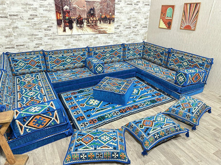 U förmiges orientalisches Sofa Set, Majlis-Sitzmöbel, Arabische Majlis, Bodenkissen, Türkisches Bode