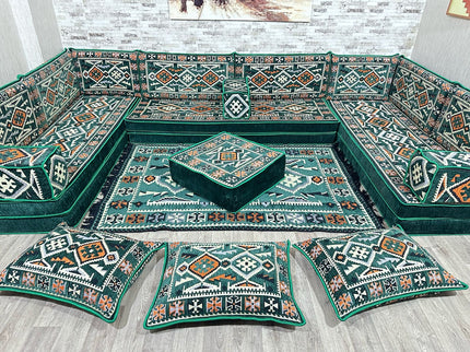 U förmiges orientalisches Sofa Set, Majlis-Sitzmöbel, Arabische Majlis, Bodenkissen, Türkisches Bode