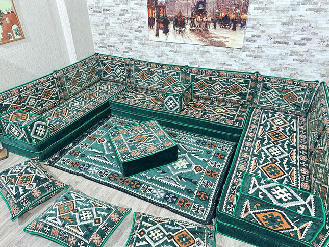 U förmiges orientalisches Sofa Set, Majlis-Sitzmöbel, Arabische Majlis, Bodenkissen, Türkisches Bode