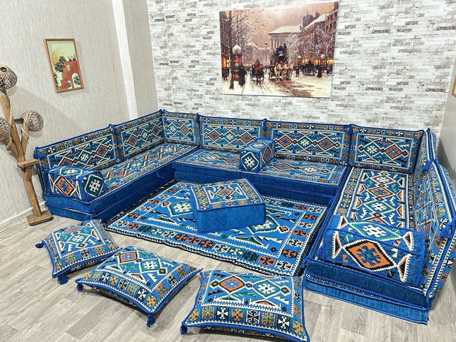 U förmiges orientalisches Sofa Set, Majlis-Sitzmöbel, Arabische Majlis, Bodenkissen, Türkisches Bode