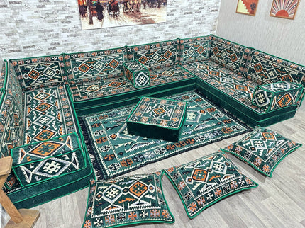 U förmiges orientalisches Sofa Set, Majlis-Sitzmöbel, Arabische Majlis, Bodenkissen, Türkisches Bode