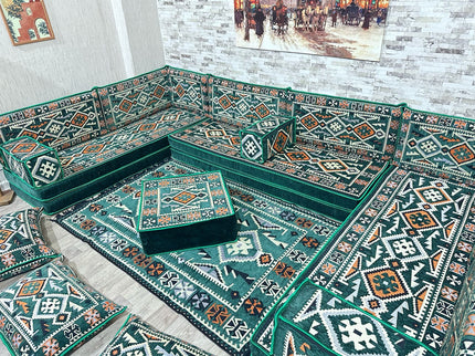U förmiges orientalisches Sofa Set, Majlis-Sitzmöbel, Arabische Majlis, Bodenkissen, Türkisches Bode