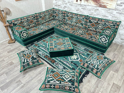 L förmiges orientalisches Sofa Set, Palettensofa, Bodenkissen, Arabische Majlis, Türkisches Boden Si