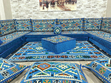 U förmiges orientalisches Sofa Set, Majlis-Sitzmöbel, Arabische Majlis, Bodenkissen, Türkisches Bode