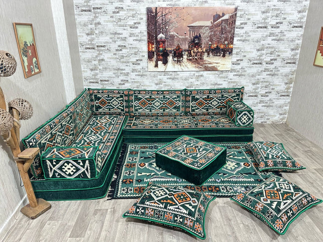 L förmiges orientalisches Sofa Set, Palettensofa, Bodenkissen, Arabische Majlis, Türkisches Boden Si