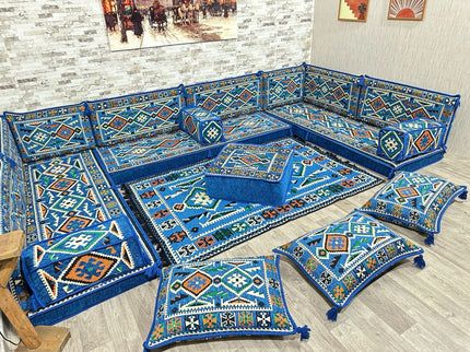 U Förmiges orientalisches Sofa Set, Terrasse Palettensofa, Bodenkissen, Arabische Majlis, Türkisches