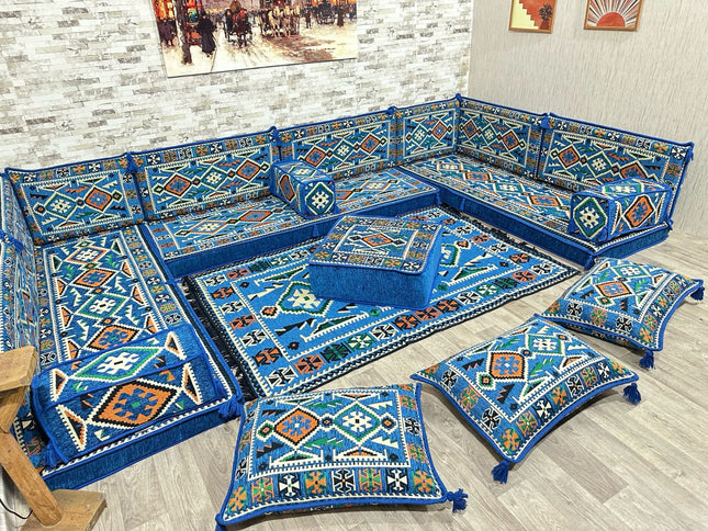 U Förmiges orientalisches Sofa Set, Terrasse Palettensofa, Bodenkissen, Arabische Majlis, Türkisches
