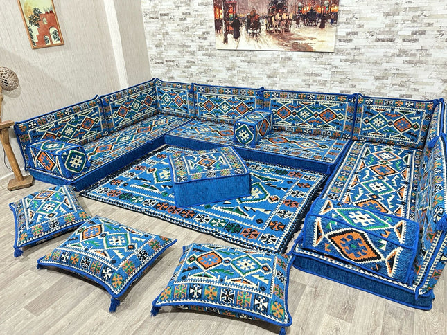 U Förmiges orientalisches Sofa Set, Terrasse Palettensofa, Bodenkissen, Arabische Majlis, Türkisches