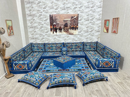 U Förmiges orientalisches Sofa Set, Terrasse Palettensofa, Bodenkissen, Arabische Majlis, Türkisches