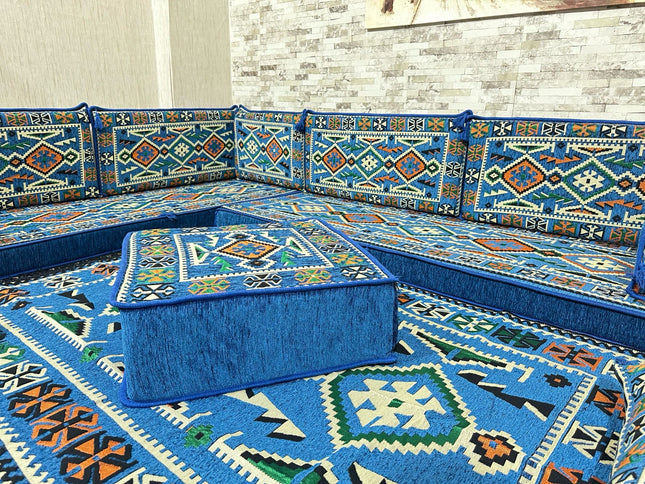 U Förmiges orientalisches Sofa Set, Terrasse Palettensofa, Bodenkissen, Arabische Majlis, Türkisches
