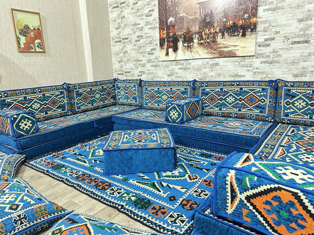 U förmiges orientalisches Sofa Set, Majlis-Sitzmöbel, Arabische Majlis, Bodenkissen, Türkisches Bode