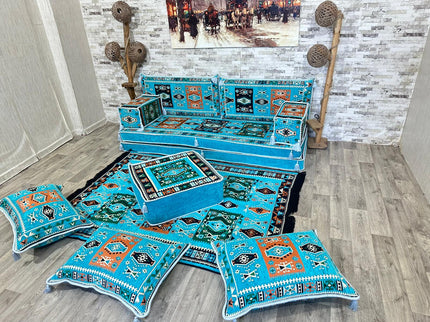 Orientalisches Sofa Set, Majlis-Sitzmöbel, Bodenkissen, Arabische Majlis, Türkisches Boden Sitzset