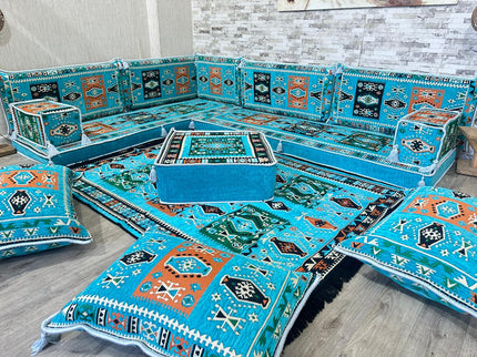 L förmiges orientalisches Sofa Set, Majlis-Sitzmöbel, Bodenkissen, Arabische Majlis, Türkisches Bode