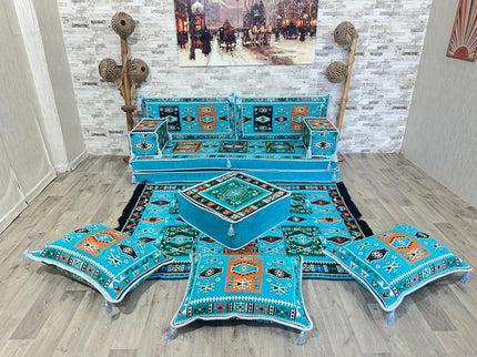 Orientalisches Sofa Set, Majlis-Sitzmöbel, Bodenkissen, Arabische Majlis, Türkisches Boden Sitzset