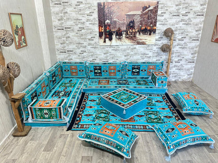 L förmiges orientalisches Sofa Set, Majlis-Sitzmöbel, Bodenkissen, Arabische Majlis, Türkisches Bode