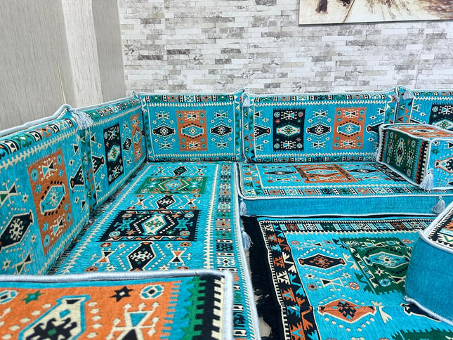 U förmiges orientalisches Sofa Set, Majlis-Sitzmöbel, Arabische Majlis, Bodenkissen, Türkisches Bode