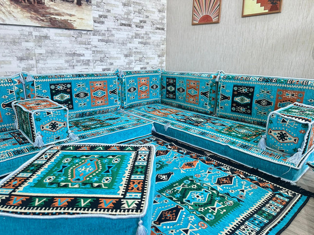 U förmiges orientalisches Sofa Set, Majlis-Sitzmöbel, Arabische Majlis, Bodenkissen, Türkisches Bode