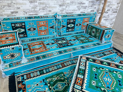Orientalisches Sofa Set, Majlis-Sitzmöbel, Bodenkissen, Arabische Majlis, Türkisches Boden Sitzset