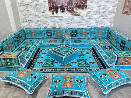 U förmiges orientalisches Sofa Set, Majlis-Sitzmöbel, Arabische Majlis, Bodenkissen, Türkisches Bode