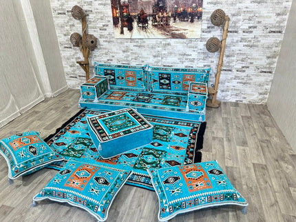 Orientalisches Sofa Set, Majlis-Sitzmöbel, Bodenkissen, Arabische Majlis, Türkisches Boden Sitzset