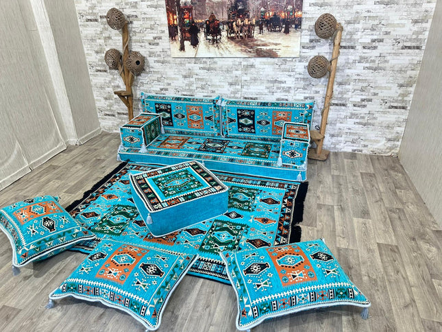 Orientalisches Sofa Set, Majlis-Sitzmöbel, Bodenkissen, Arabische Majlis, Türkisches Boden Sitzset