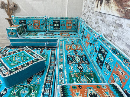 L förmiges orientalisches Sofa Set, Majlis-Sitzmöbel, Bodenkissen, Arabische Majlis, Türkisches Bode