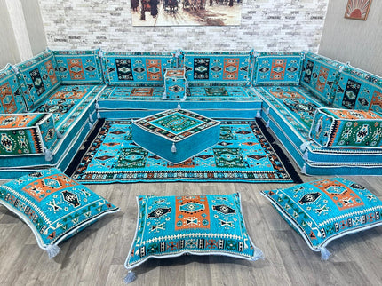 U förmiges orientalisches Sofa Set, Majlis-Sitzmöbel, Arabische Majlis, Bodenkissen, Türkisches Bode