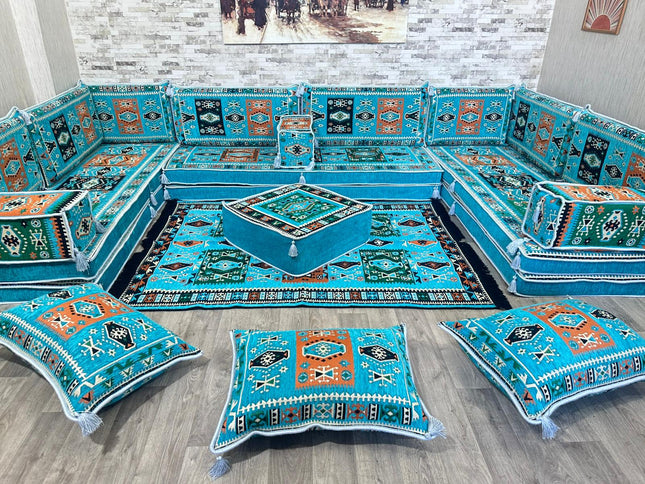 U förmiges orientalisches Sofa Set, Majlis-Sitzmöbel, Arabische Majlis, Bodenkissen, Türkisches Bode