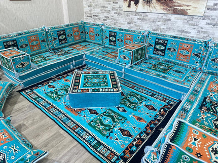 U förmiges orientalisches Sofa Set, Majlis-Sitzmöbel, Arabische Majlis, Bodenkissen, Türkisches Bode