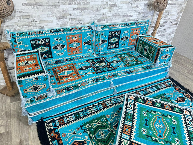 Orientalisches Sofa Set, Majlis-Sitzmöbel, Bodenkissen, Arabische Majlis, Türkisches Boden Sitzset