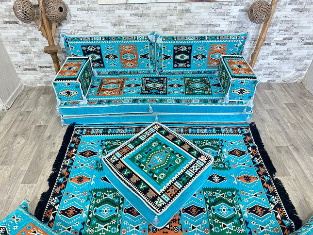 Orientalisches Sofa Set, Majlis-Sitzmöbel, Bodenkissen, Arabische Majlis, Türkisches Boden Sitzset