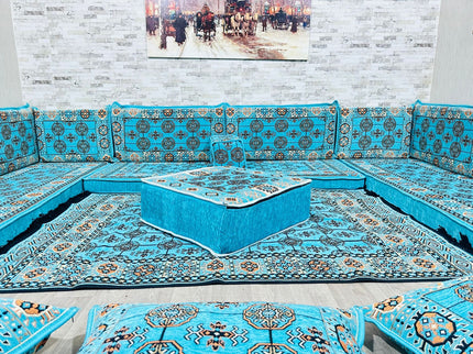 U förmiges orientalisches Sofa Set, Majlis-Sitzmöbel, Arabische Majlis, Bodenkissen, Türkisches Bode