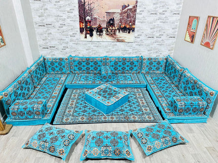 U förmiges orientalisches Sofa Set, Majlis-Sitzmöbel, Arabische Majlis, Bodenkissen, Türkisches Bode
