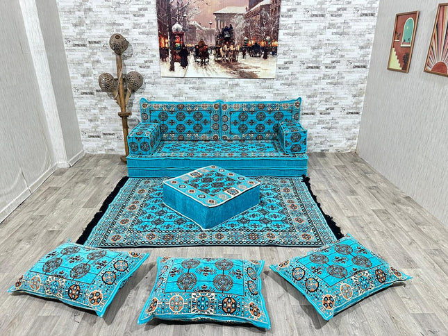 Orientalisches Sofa Set, Majlis-Sitzmöbel, Bodenkissen, Arabische Majlis, Türkisches Boden Sitzset
